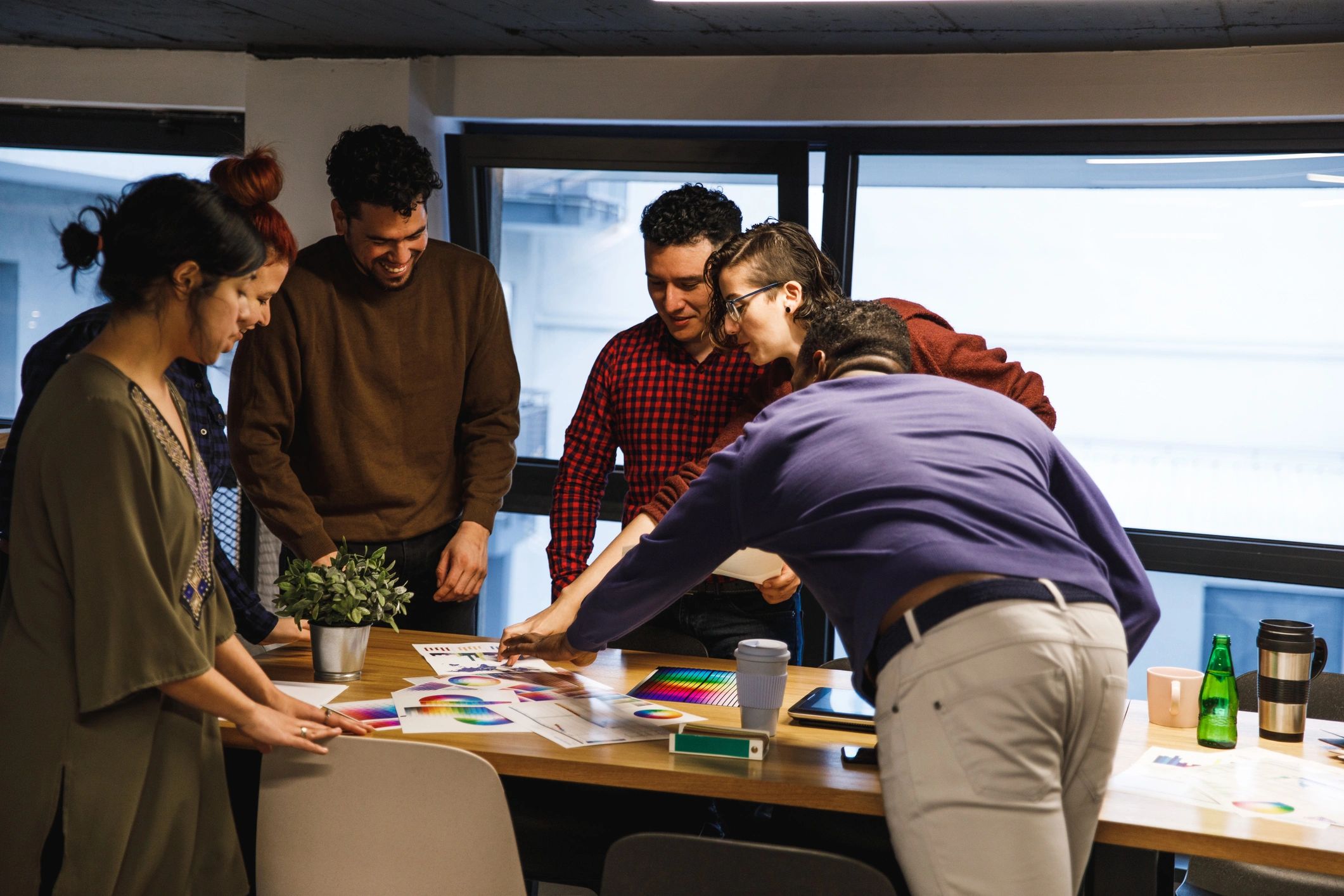 Marketing team collaborating on content planning