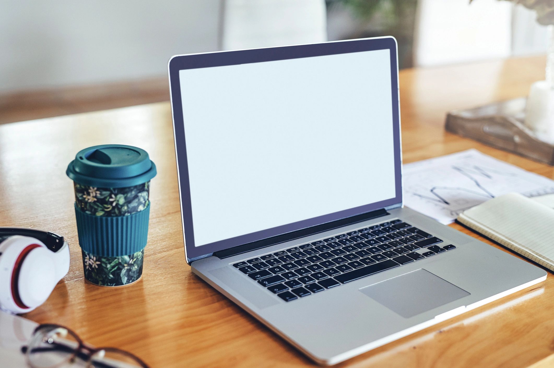 Laptop on desk showing a modern workspace